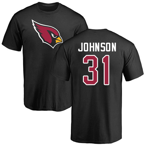 Arizona Cardinals Men Black David Johnson Name And Number Logo NFL Football #31 T Shirt